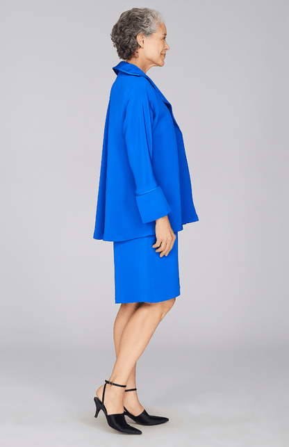 Silk Open A Line Jacket w/Satin Bias Detail - Emmelle - Banebrook Collections