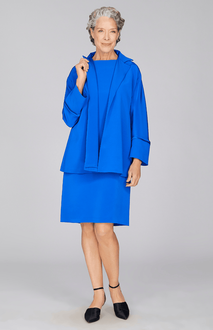 Silk Open A Line Jacket w/Satin Bias Detail - Emmelle - Banebrook Collections