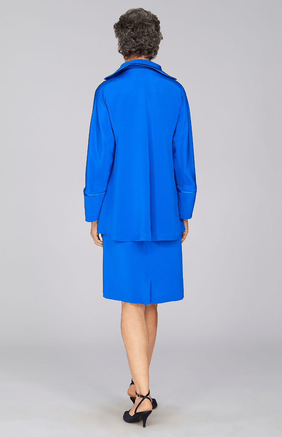Silk Open A Line Jacket w/Satin Bias Detail - Emmelle - Banebrook Collections