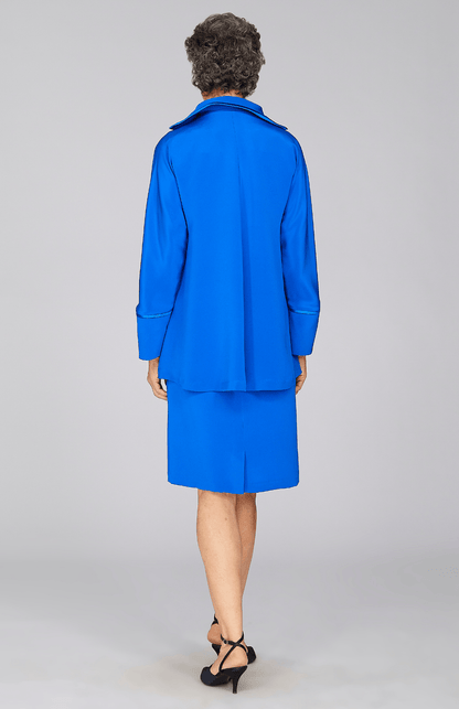 Silk Open A Line Jacket w/Satin Bias Detail - Emmelle - Banebrook Collections