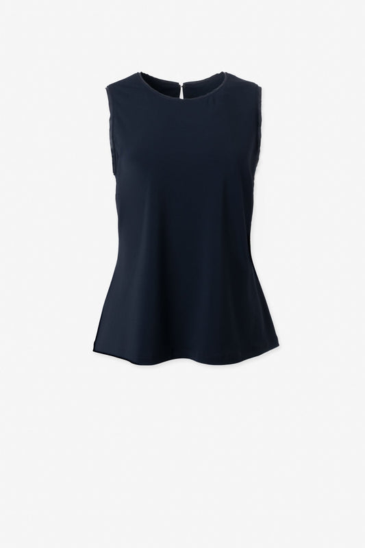 Sleeveless Top With Vegan Leather Trims - IRIS SETLAKWE - Banebrook Collections