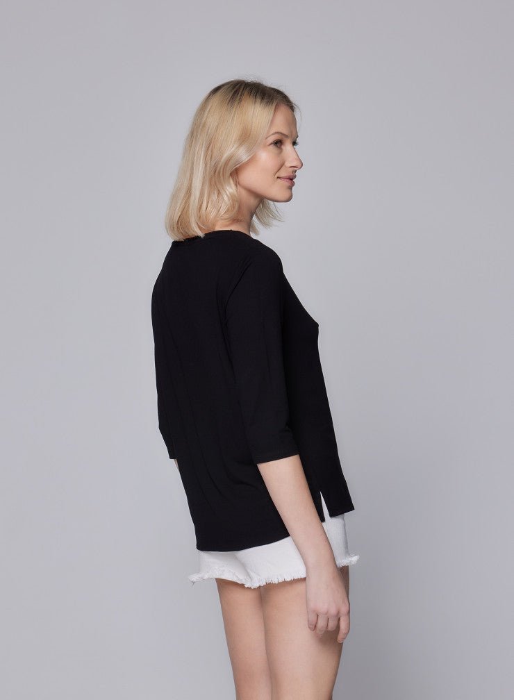 Soft Touch Relaxed 3/4 Sleeve Boatneck T-Shirt - MAJESTIC FILATURES - Banebrook Collections
