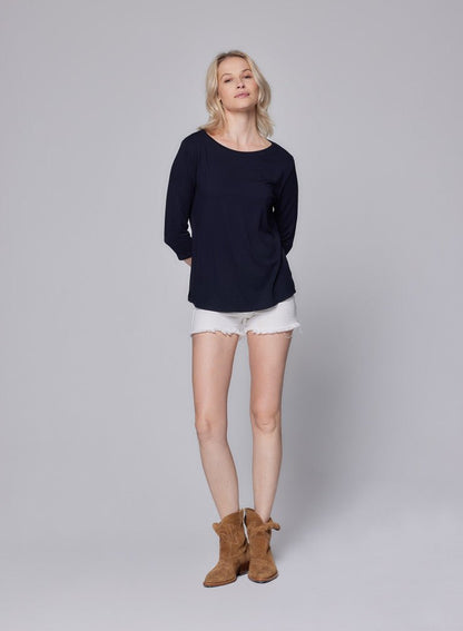 Soft Touch Relaxed 3/4 Sleeve Boatneck T-Shirt - MAJESTIC FILATURES - Banebrook Collections