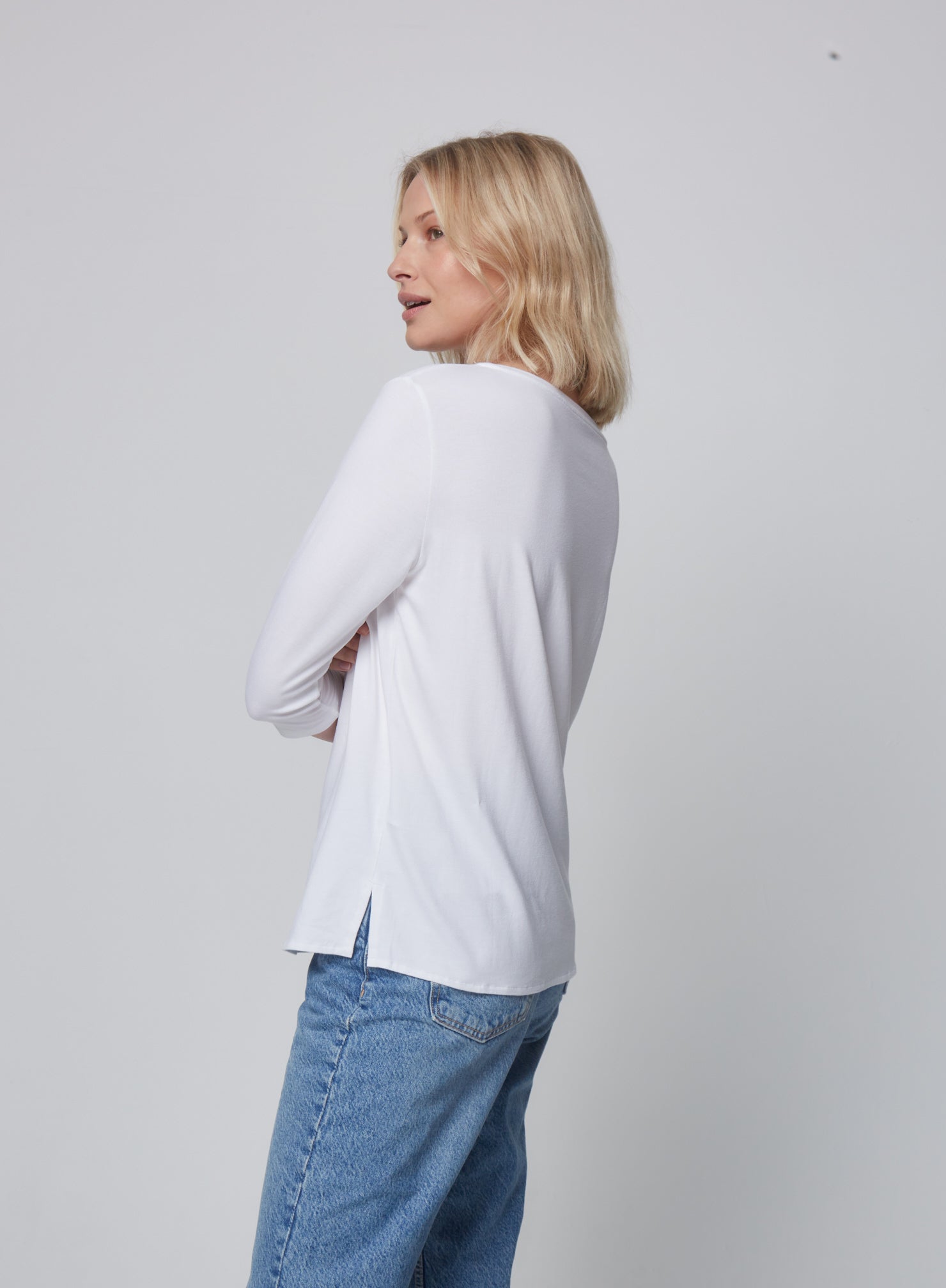 Soft Touch Relaxed 3/4 Sleeve Boatneck T-Shirt - MAJESTIC FILATURES - Banebrook Collections