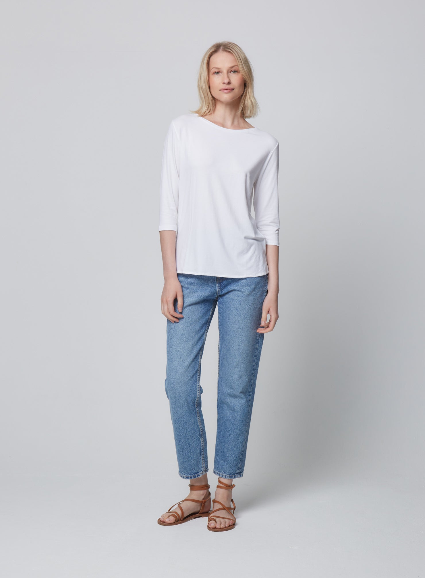 Soft Touch Relaxed 3/4 Sleeve Boatneck T-Shirt - MAJESTIC FILATURES - Banebrook Collections