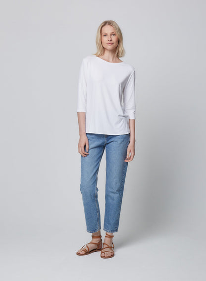 Soft Touch Relaxed 3/4 Sleeve Boatneck T-Shirt - MAJESTIC FILATURES - Banebrook Collections