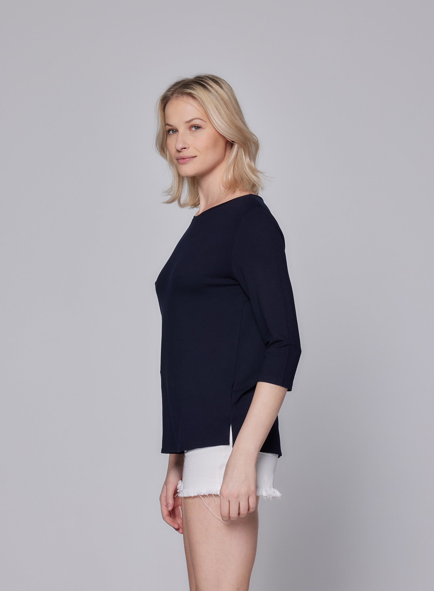 Soft Touch Relaxed 3/4 Sleeve Boatneck T-Shirt - MAJESTIC FILATURES - Banebrook Collections