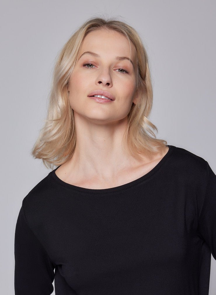 Soft Touch Relaxed 3/4 Sleeve Boatneck T-Shirt - MAJESTIC FILATURES - Banebrook Collections