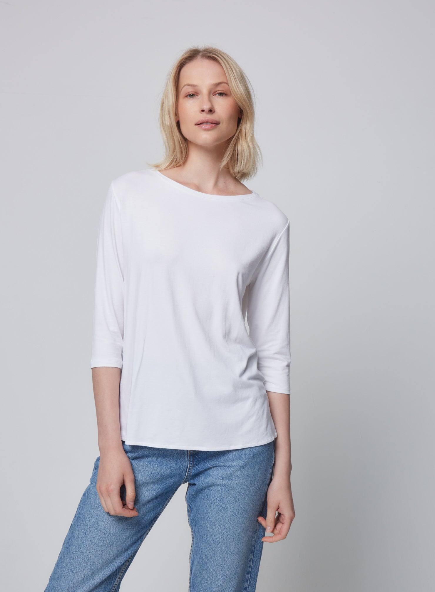 Soft Touch Relaxed 3/4 Sleeve Boatneck T-Shirt - MAJESTIC FILATURES - Banebrook Collections