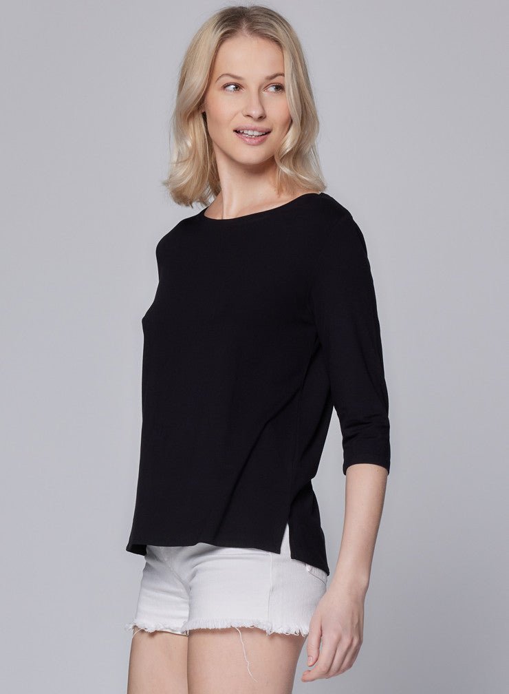 Soft Touch Relaxed 3/4 Sleeve Boatneck T-Shirt - MAJESTIC FILATURES - Banebrook Collections