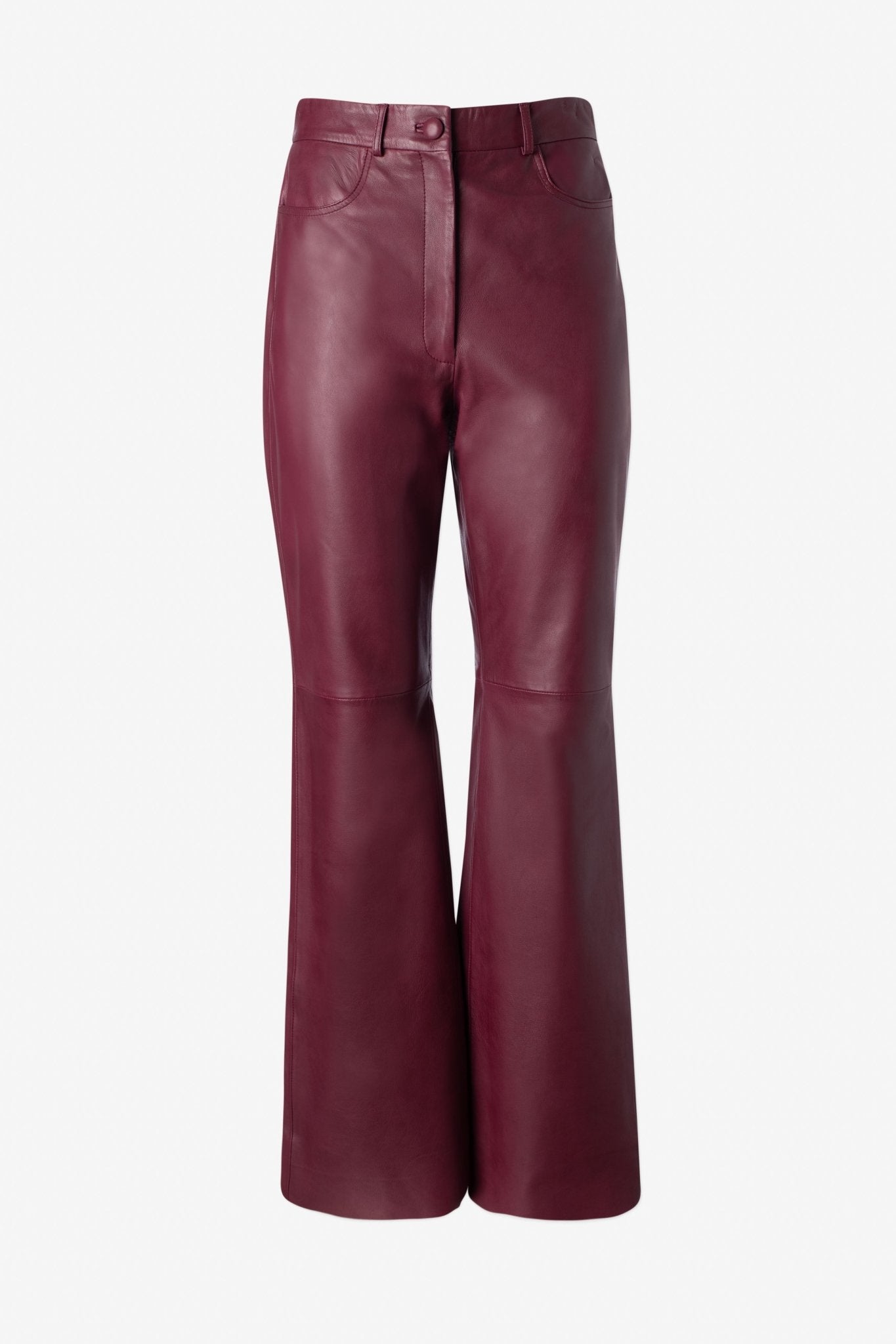 Straight Leg Leather Trousers With Cut At Hem - IRIS SETLAKWE - Banebrook Collections