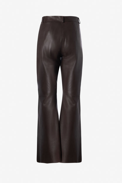 Straight Leg Leather Trousers With Cut At Hem - IRIS SETLAKWE - Banebrook Collections