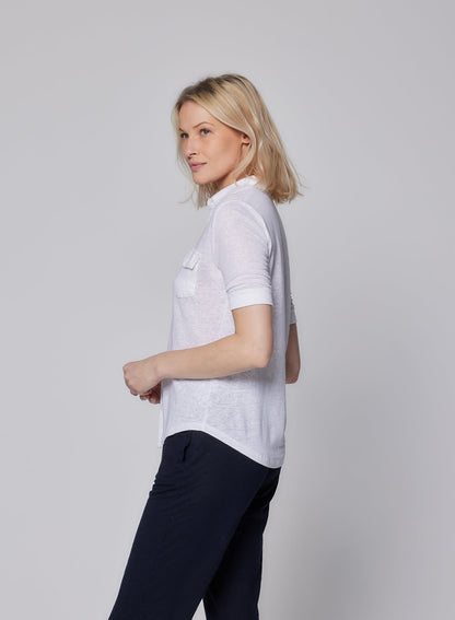 Stretch Linen 3/4 Sleeve Pocket Shirt - MAJESTIC FILATURES - Banebrook Collections