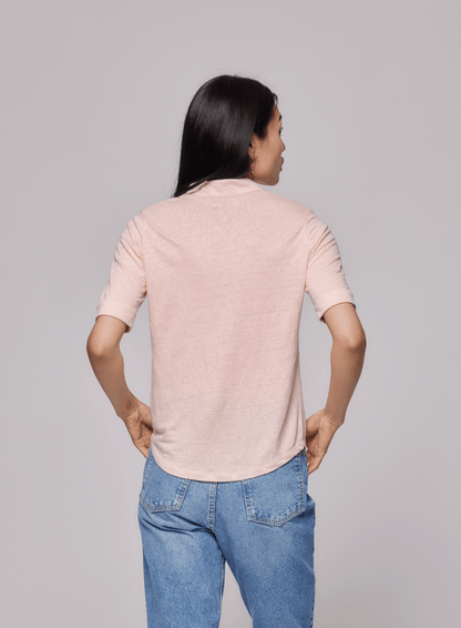 Stretch Linen 3/4 Sleeve Pocket Shirt - MAJESTIC FILATURES - Banebrook Collections