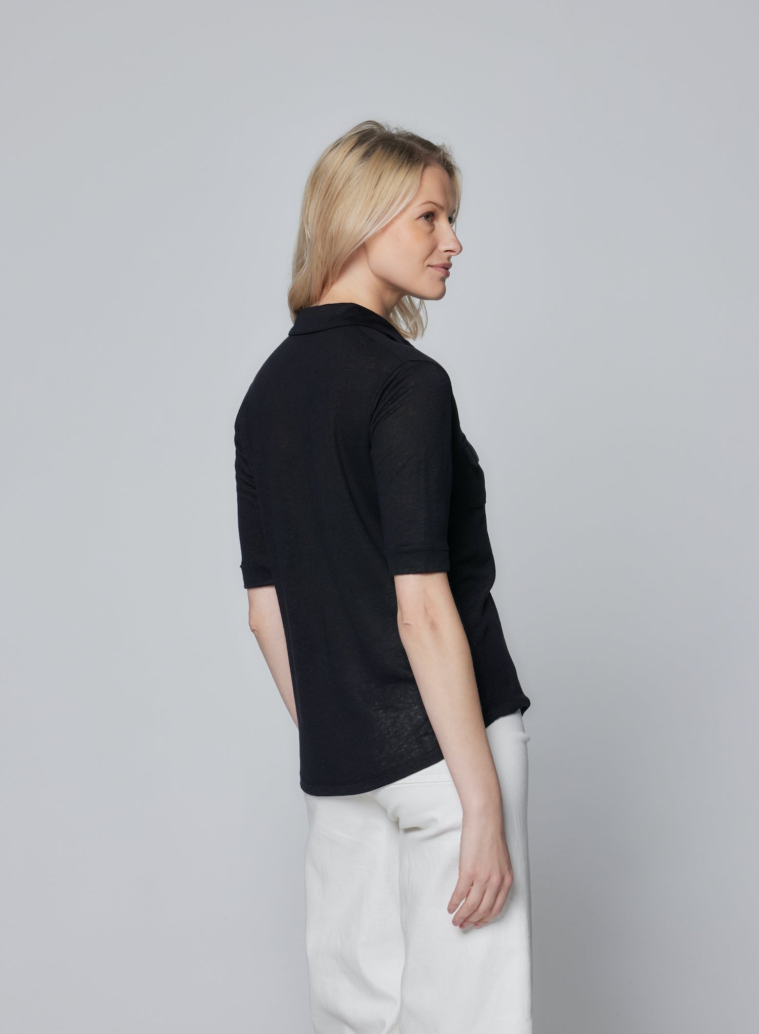 Stretch Linen 3/4 Sleeve Pocket Shirt - MAJESTIC FILATURES - Banebrook Collections