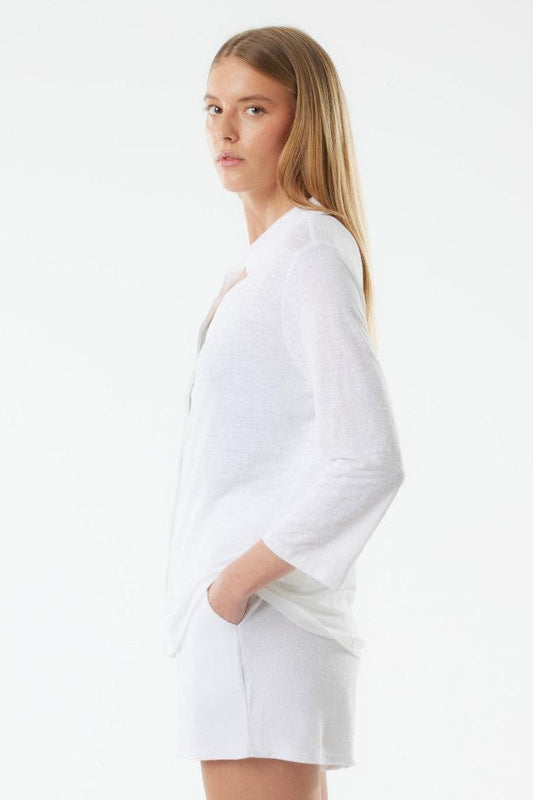 Stretch Linen 3/4 Sleeve Shirt - MAJESTIC FILATURES - Banebrook Collections
