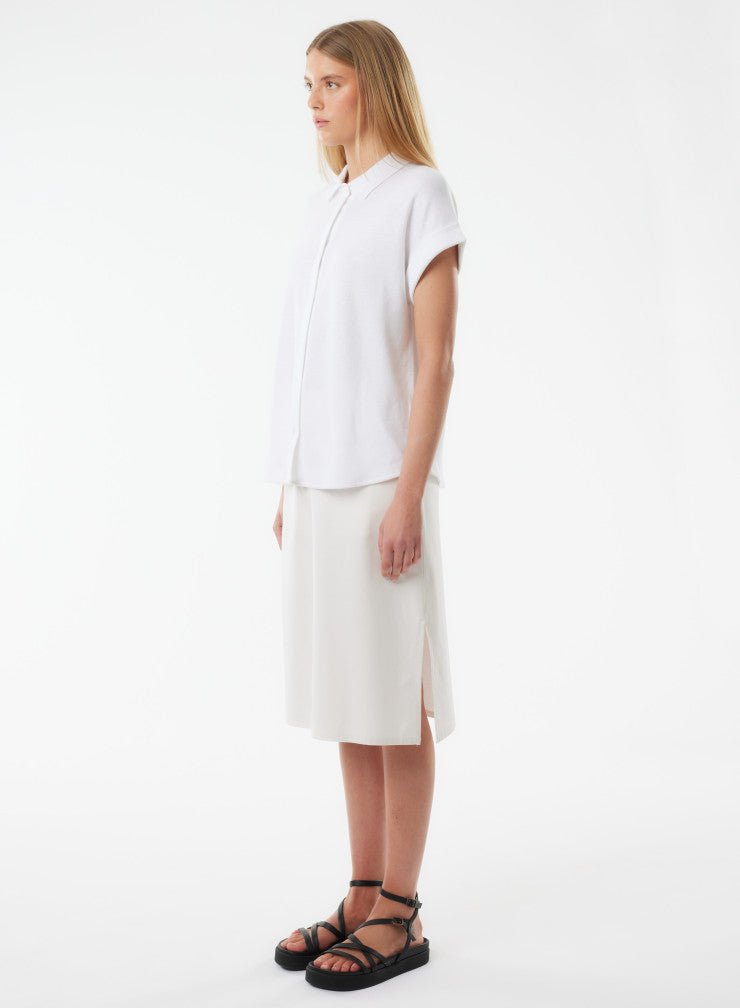 Stretch Linen Short Sleeve Shirt With Rolled Cuff - MAJESTIC FILATURES - Banebrook Collections