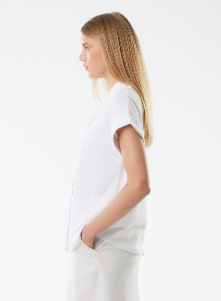 Stretch Linen Short Sleeve Shirt With Rolled Cuff - MAJESTIC FILATURES - Banebrook Collections