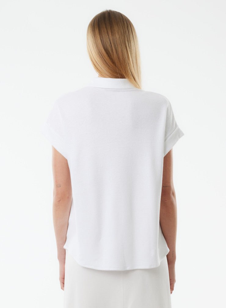 Stretch Linen Short Sleeve Shirt With Rolled Cuff - MAJESTIC FILATURES - Banebrook Collections