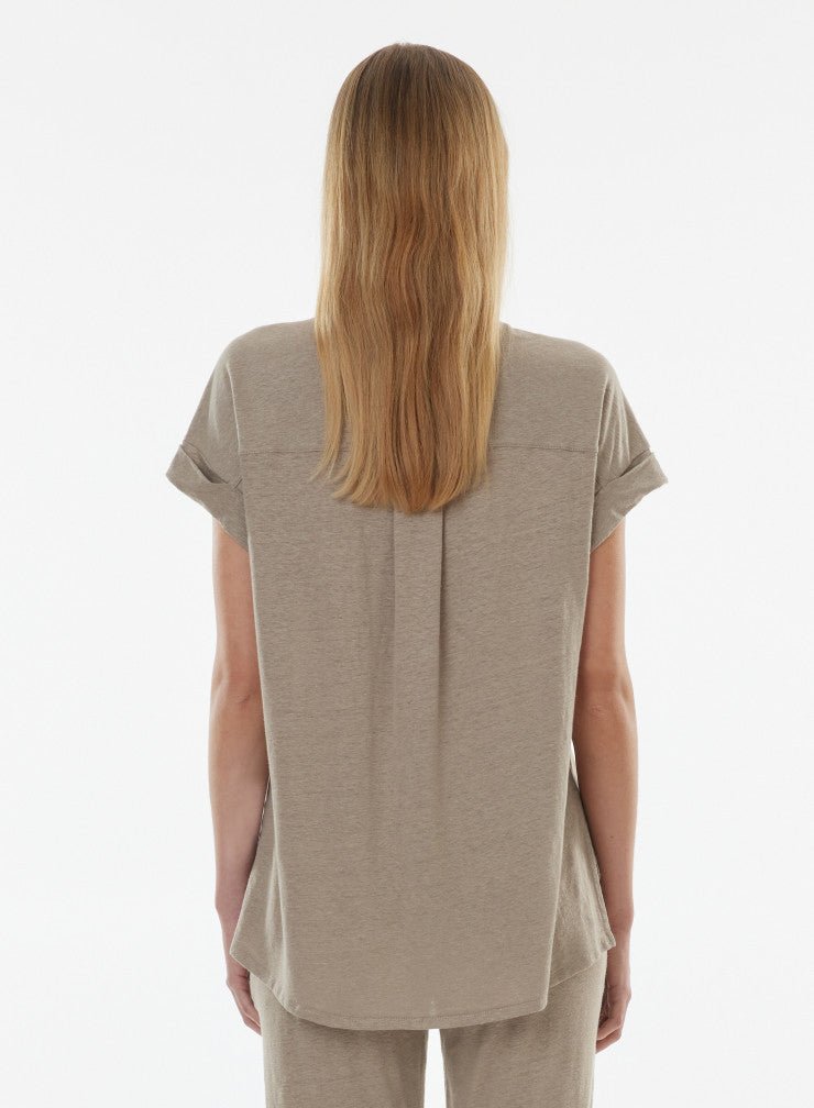 Stretch Linen Short Sleeve Shirt With Rolled Cuff - MAJESTIC FILATURES - Banebrook Collections