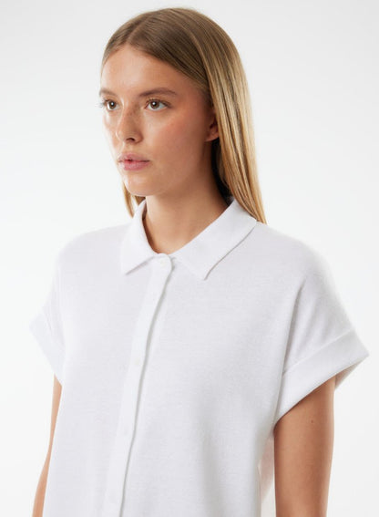 Stretch Linen Short Sleeve Shirt With Rolled Cuff - MAJESTIC FILATURES - Banebrook Collections
