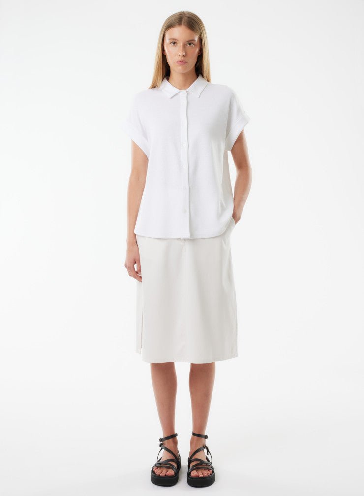 Stretch Linen Short Sleeve Shirt With Rolled Cuff - MAJESTIC FILATURES - Banebrook Collections