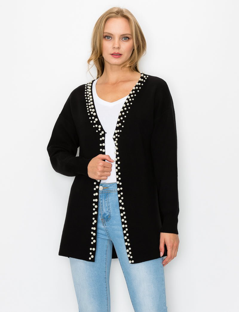 Syani Knitted Sweater Cardigan With Pearls - JOH APPAREL - Banebrook Collections
