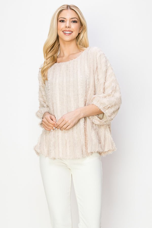 Winona Woven Feathered Top - JOH APPAREL - Banebrook Collections